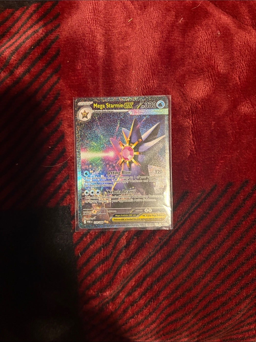 Mega Starmie EX Holographic Collectible Card - Blue/Purple
